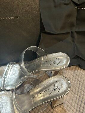 Fabulous Giuseppe Zanotti Silver/Clear Strappy Heels